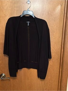 Jones New York Black Open-Front lightweight short sleeve Cardigan size xl